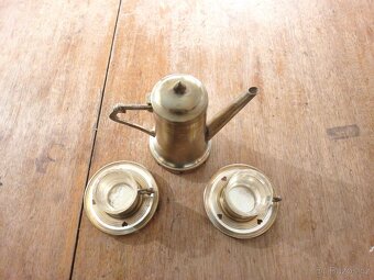 Starožitná kávová souprava - kov - sklo - 2