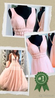 L-XL NOVÉ TŘPYTIVÉ plesové šaty LOSOSOVÉ - 2