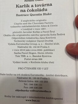 Roald Dahl Karlik a továrna na čokoládu - stav nové knihy - 2