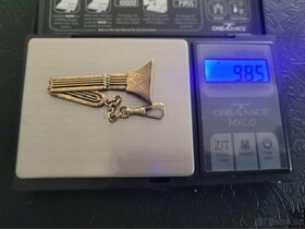 Zlatý gravírovaný přívěšek na staré hodinky 14K - 2