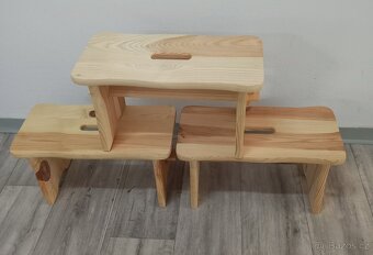 Dřevěná stolička, štokrlátko z přírodní borovice - 2