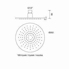 Hlavová sprcha chromová, kulatá 20×20 cm NOVÁ - 2