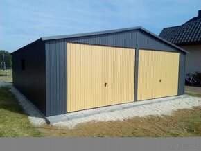 Plechová garáž 7x6m grafit písková výklopná vrata. - 2