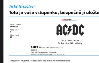 AC/DC -2x vstupenka na sezení v první řadě - 2