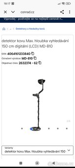 Detektor kovů - Max. hloubka vyhledávání 150 cm - digitální - 2