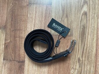 Nový pánský pružný opasek Bandi -L/XL, černý s modrými pruhy - 2