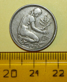 RRR - Mince Německo 50 pfennig 1950 G- Bank Deutscher lander - 2
