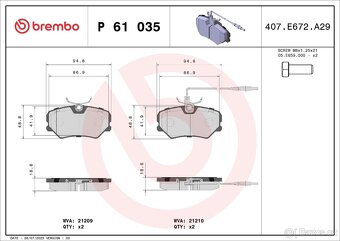 BRZDOVÉ DESTIČKY BREMBO P61035 - 2