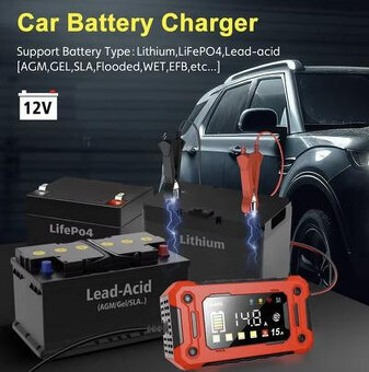 Nabíječka autobaterie, automat 6,12,24V,16A nová - 2
