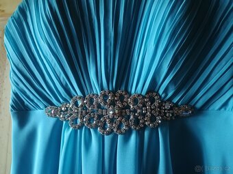 Krásné tyrkysové šaty na ples či do tanečních, velikost 38 - 2