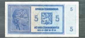 Staré bankovky 5 korun 1940 STROJOVÝ PŘETISK, VELMI VZÁCNÁ - 2