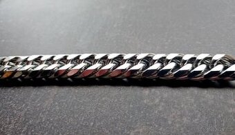 NOVÝ masivní pánský náramek Shiny Cuban Silver Steel š.14 mm - 2