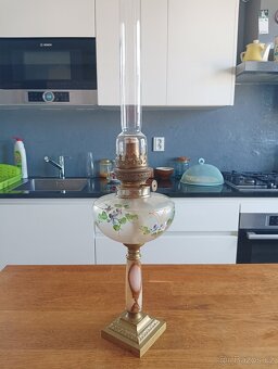 STAROŽITNÁ RUČNĚ MALOVANÁ PETROLEJKA SECESE/ART DECO FRANCE - 2