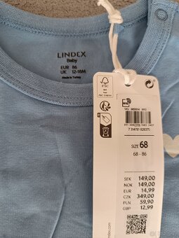 Body rostoucí Lindex srdíčka modré vel.68 - 2
