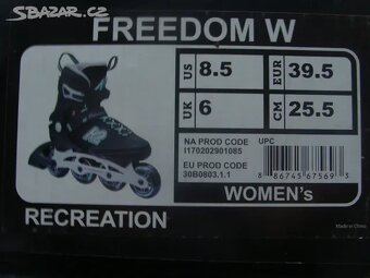 Dámské kolečkové brusle in-line K2 FREEDOM W vel. 39,5. Nové - 2