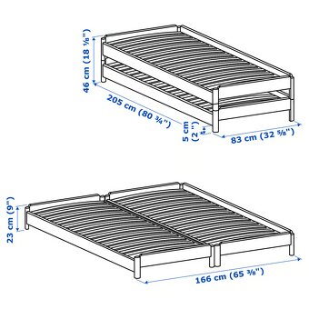 Stohovatelná postel IKEA UTÅKER 80x200 cm + příslušenství - 2