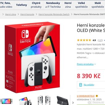 Switch Oled NOVÝ záruka 24 měs. - 2