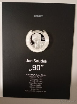Stříbrný groš Jan Saudek 90 let proof - č. 1041 - 2