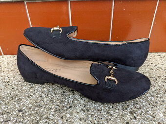 Dámské černé semišové baleríny/loafers/mokasíny old money - 2