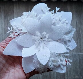 10x vánoční ozdoba, bílý květ - 2