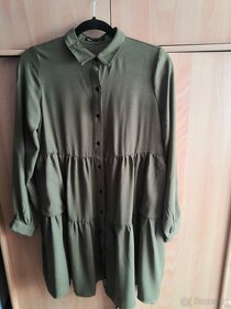 Košilové balonové khaki šaty - 2