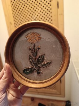 Keramický obrázek, dřevěný rámeček - 2