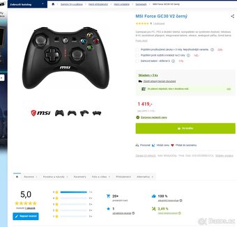 Gamepad MSI Force GC30, bezdrátový, nabíjecí - 2