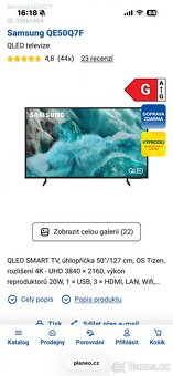 Televize samsung QE50Q7F na nahradni dily - 2