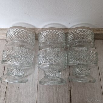 6 pohárových broušených sklenek na pudink - 2
