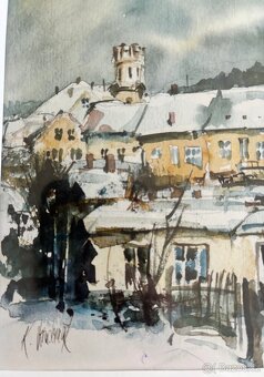 Obraz Karel Vondráček, Malá Skalice, akvarel 37x29 - 2