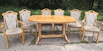 Masivní rozkládací stůl + 6x masivní židle - 2