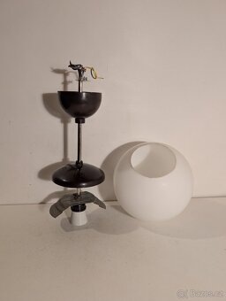 Art Deco lustr niklovaná mosaz bakelit bílá koule - 2