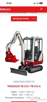Prodám minirypadlo Takeuchi TB216 A - 2