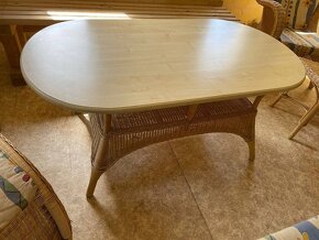 Ratanová souprava - stůl, židle, křesla, taburety - 2