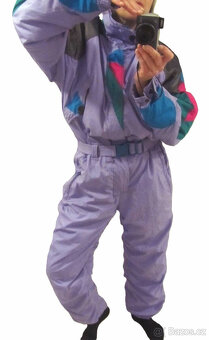 Vintage 90s lila dámská color block kombinéza - 2