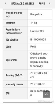 Nová - Vana Riho Petit 120x70cm (osobní odběr: Brno-Líšeň) - 2