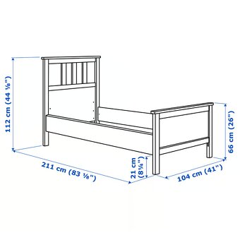 Postel 90x200 + rošt + matrace - ikea hemnes černá - 2