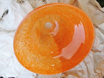 staré skleněné stínidlo na lustr Sklárna Rapotín - 2