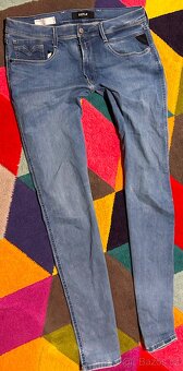 REPLAY ANBASS  W 34  L SKINNY SLIM PÁNSKÉ DENIM JEANS-RIFLE - 2