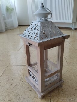 Lucerna dřevo - kov, 38 cm - 2