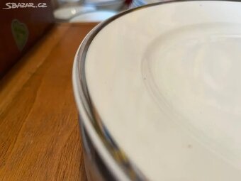 Sada mělkých retro talířů (6ks, stříbrný okraj) - 2