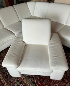 Luxusní moderní kožená sedací souprava, bílá, č. 2984 - 2