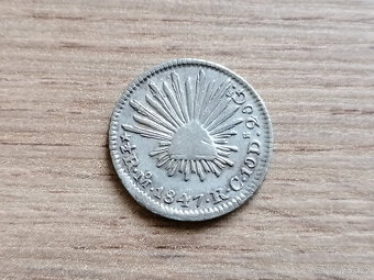 Stříbro 1/2 Real 1847 Mexiko stříbrná mince Střední Amerika - 2