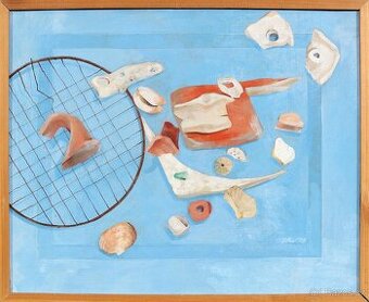 Obraz Jitka Vobořilová 50x40 Kůstky akryl 1998 - 2