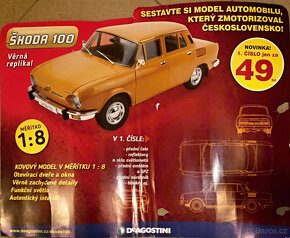 Škoda 100 stavebnice kovový model v měřítku 1:8 - 2