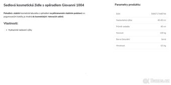 Sedlová kosmetická židle s opěradlem Giovanni 1004 - 2
