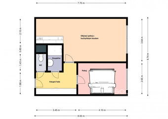 Pronájem bytu 2+kk, 45m2, Praha 10 - Horní Měcholupy, ul. Na - 2
