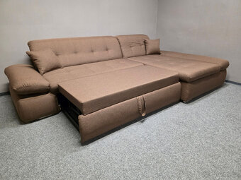 Nová rozkládací rohová sedačka LUSSY hnědá - 2