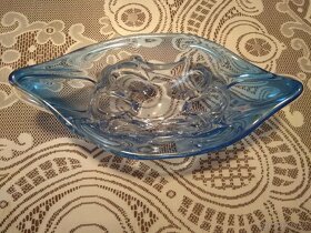 Soubor modrého skla - váza, mísa, popelník - 2