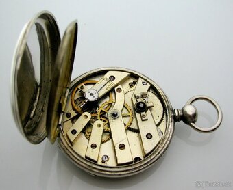 Stříbrné pánské gravír. kapesni hodinky - kličovky - 2